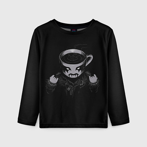 Детский лонгслив Black Metal Coffee / 3D-принт – фото 1
