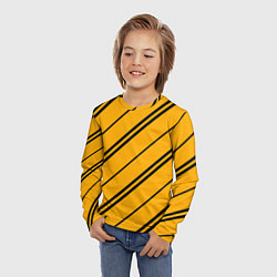 Лонгслив детский Полосы желтые черные, цвет: 3D-принт — фото 2