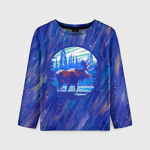 Детский лонгслив Лось в лесу Blue / 3D-принт – фото 1