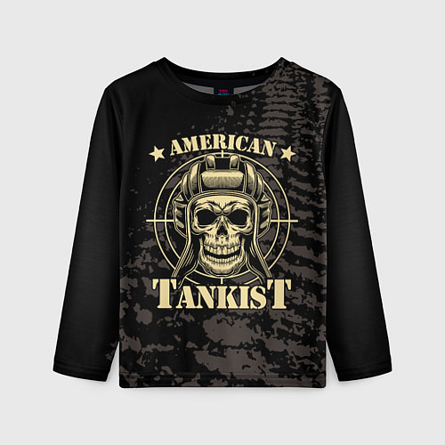 Детский лонгслив American tankist Skull in the headset / 3D-принт – фото 1