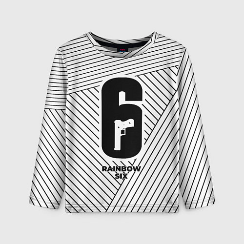 Детский лонгслив Символ Rainbow Six на светлом фоне с полосами / 3D-принт – фото 1