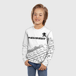 Лонгслив детский Peugeot Speed на светлом фоне со следами шин, цвет: 3D-принт — фото 2