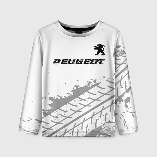 Детский лонгслив Peugeot Speed на светлом фоне со следами шин / 3D-принт – фото 1