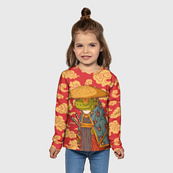 Лонгслив детский Старая самурайская лягуха, цвет: 3D-принт — фото 2