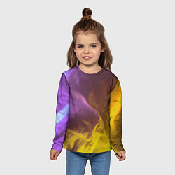 Лонгслив детский Неоновые фонари на шёлковой поверхности - Фиолетов, цвет: 3D-принт — фото 2