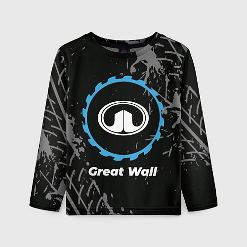 Детский лонгслив Great Wall в стиле Top Gear со следами шин на фоне / 3D-принт – фото 1