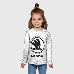 Лонгслив детский Skoda с потертостями на светлом фоне, цвет: 3D-принт — фото 2