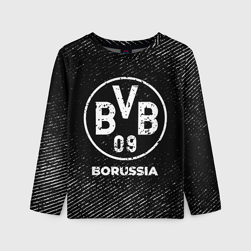Детский лонгслив Borussia с потертостями на темном фоне / 3D-принт – фото 1
