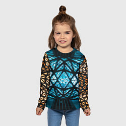Лонгслив детский Неоновые абстрактные фигуры и фонари - Синий, цвет: 3D-принт — фото 2