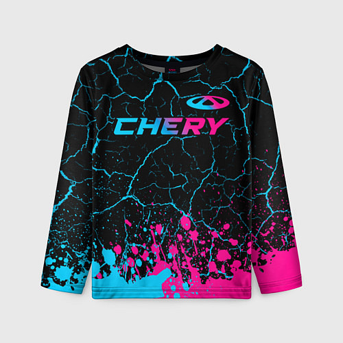 Детский лонгслив Chery - neon gradient: символ сверху / 3D-принт – фото 1