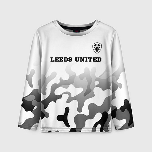 Детский лонгслив Leeds United sport на светлом фоне: символ сверху / 3D-принт – фото 1