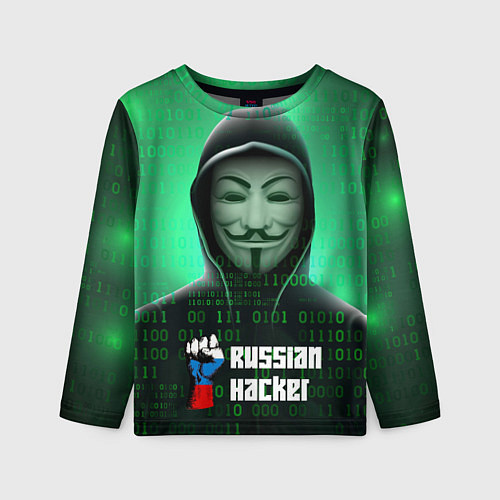 Детский лонгслив Russian hacker green / 3D-принт – фото 1