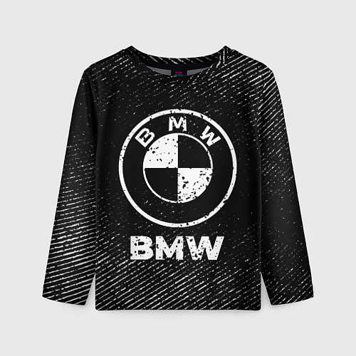 Детский лонгслив BMW с потертостями на темном фоне / 3D-принт – фото 1