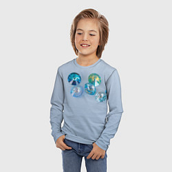 Лонгслив детский Драгоценные блестящие камни на сером фоне, цвет: 3D-принт — фото 2