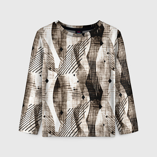 Детский лонгслив Абстрактный гранжевый коричнево-бежевый / 3D-принт – фото 1