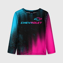 Детский лонгслив Chevrolet - neon gradient: символ сверху