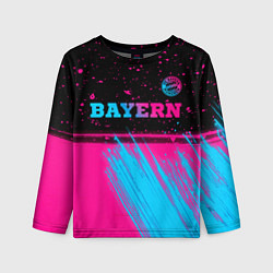 Лонгслив детский Bayern - neon gradient: символ сверху, цвет: 3D-принт