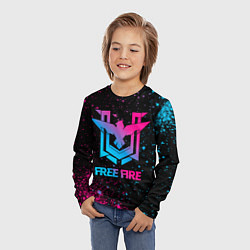 Лонгслив детский Free Fire - neon gradient, цвет: 3D-принт — фото 2