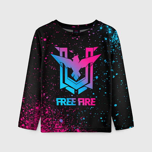Детский лонгслив Free Fire - neon gradient / 3D-принт – фото 1