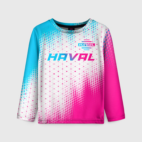 Детский лонгслив Haval neon gradient style: символ сверху / 3D-принт – фото 1