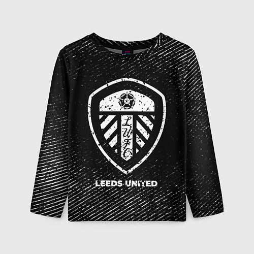 Детский лонгслив Leeds United с потертостями на темном фоне / 3D-принт – фото 1