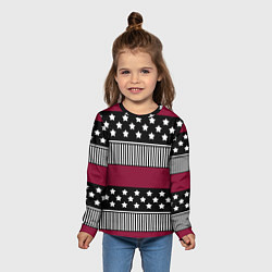 Лонгслив детский Burgundy black striped pattern, цвет: 3D-принт — фото 2