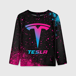 Детский лонгслив Tesla - neon gradient