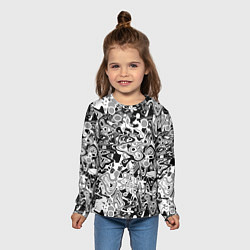 Лонгслив детский Черно-белый абстрактный паттерн, цвет: 3D-принт — фото 2