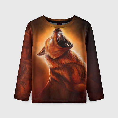 Детский лонгслив Огненный волк / 3D-принт – фото 1
