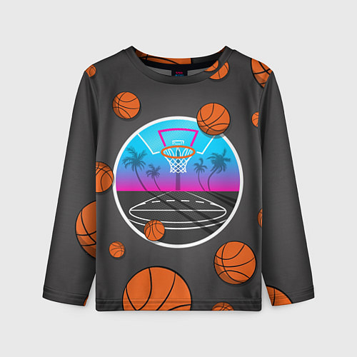 Детский лонгслив Летящие баскетбольные мячики / 3D-принт – фото 1