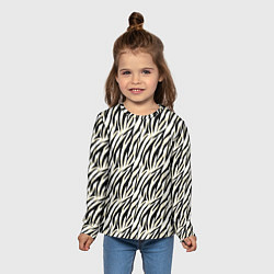 Лонгслив детский Тигровый полосатый узор-черные, бежевые полосы на, цвет: 3D-принт — фото 2