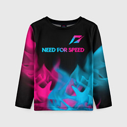 Детский лонгслив Need for Speed - neon gradient: символ сверху