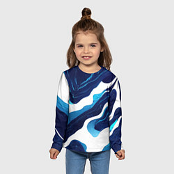 Лонгслив детский Синие разводы краски, цвет: 3D-принт — фото 2