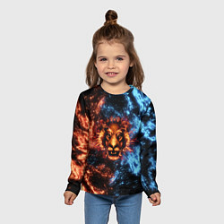 Лонгслив детский Огонь и вода - лев, цвет: 3D-принт — фото 2