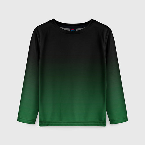 Детский лонгслив Черный и мшистый зеленый градиент омбре / 3D-принт – фото 1
