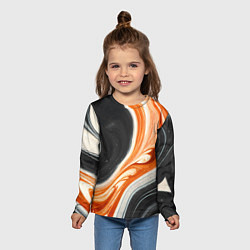 Лонгслив детский Оранжевые разводы краски, цвет: 3D-принт — фото 2