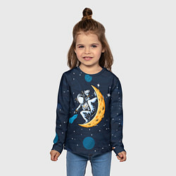 Лонгслив детский Космонавт на луне, цвет: 3D-принт — фото 2