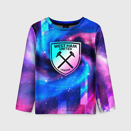 Детский лонгслив West Ham неоновый космос / 3D-принт – фото 1