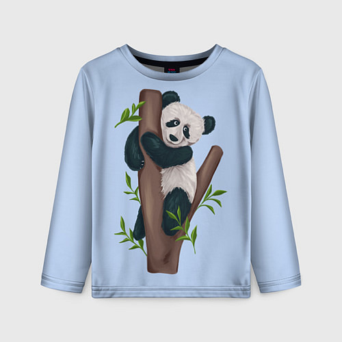 Детский лонгслив Забавная панда на дереве / 3D-принт – фото 1