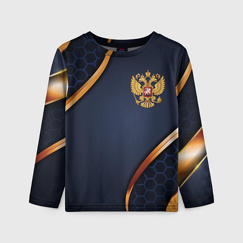 Детский лонгслив Blue & gold герб России / 3D-принт – фото 1