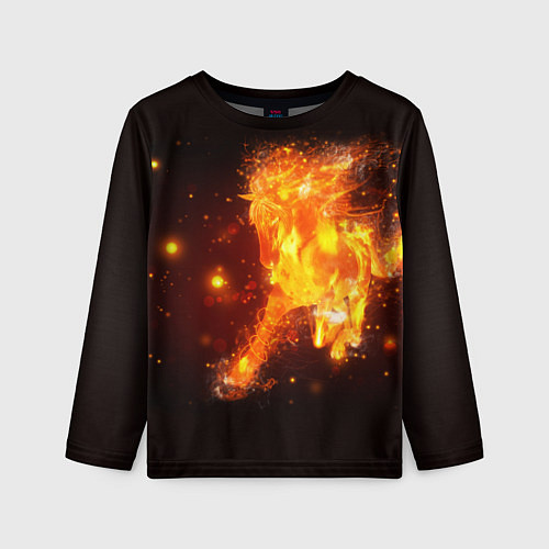 Детский лонгслив Огненная лошадь мчит галопом / 3D-принт – фото 1