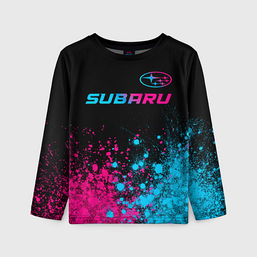 Детский лонгслив Subaru - neon gradient: символ сверху / 3D-принт – фото 1