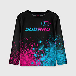 Детский лонгслив Subaru - neon gradient: символ сверху