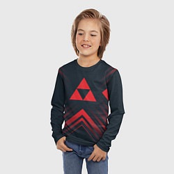 Лонгслив детский Красный символ Zelda на темном фоне со стрелками, цвет: 3D-принт — фото 2