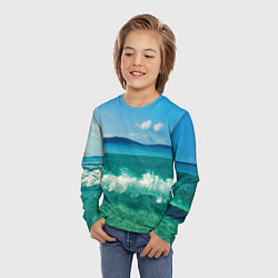 Лонгслив детский Волна набегает на берег, цвет: 3D-принт — фото 2