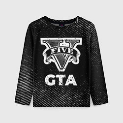 Детский лонгслив GTA с потертостями на темном фоне