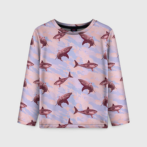 Детский лонгслив Акулы на фоне неба / 3D-принт – фото 1