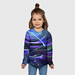 Лонгслив детский Абстрактные цветные полосы, цвет: 3D-принт — фото 2