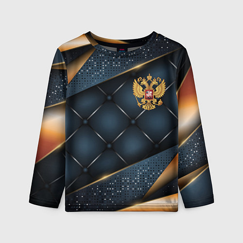 Детский лонгслив Золотой герб России на объемном фоне / 3D-принт – фото 1
