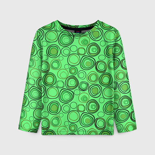 Детский лонгслив Ярко-зеленый неоновый абстрактный узор / 3D-принт – фото 1